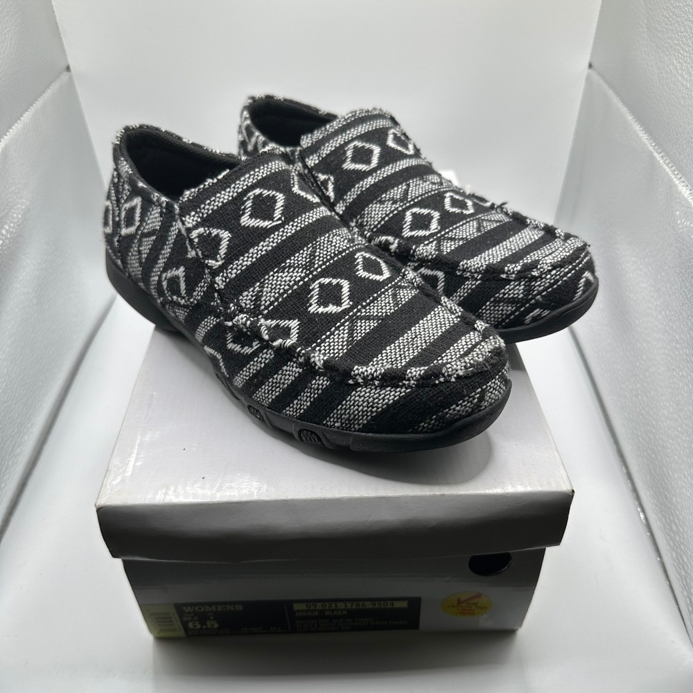 ROPER‎ Jackie Black Southwest Stripe Slip On Driving Moc Shoes Womens 6.5